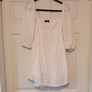 Chic White Eyelet Mini Dress